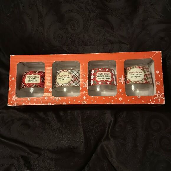 Starstruck set of 4 stemless wine glasses  Santa themed - Picture 1 of 8